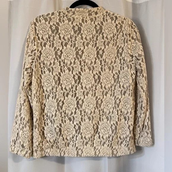 Ivory / Cream Lace Zip-Front Jacket | Y2K Romantic Boho Festival - Picture 7 of 12